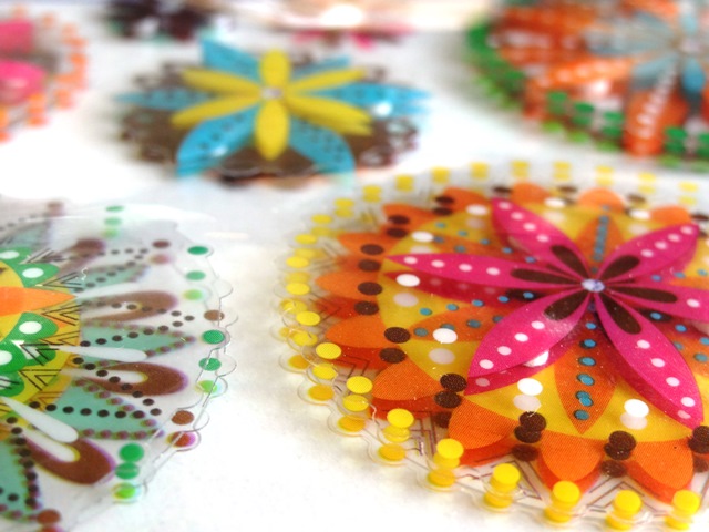 boutique scrapbooking elaia - stickers transparent colore fleurs 